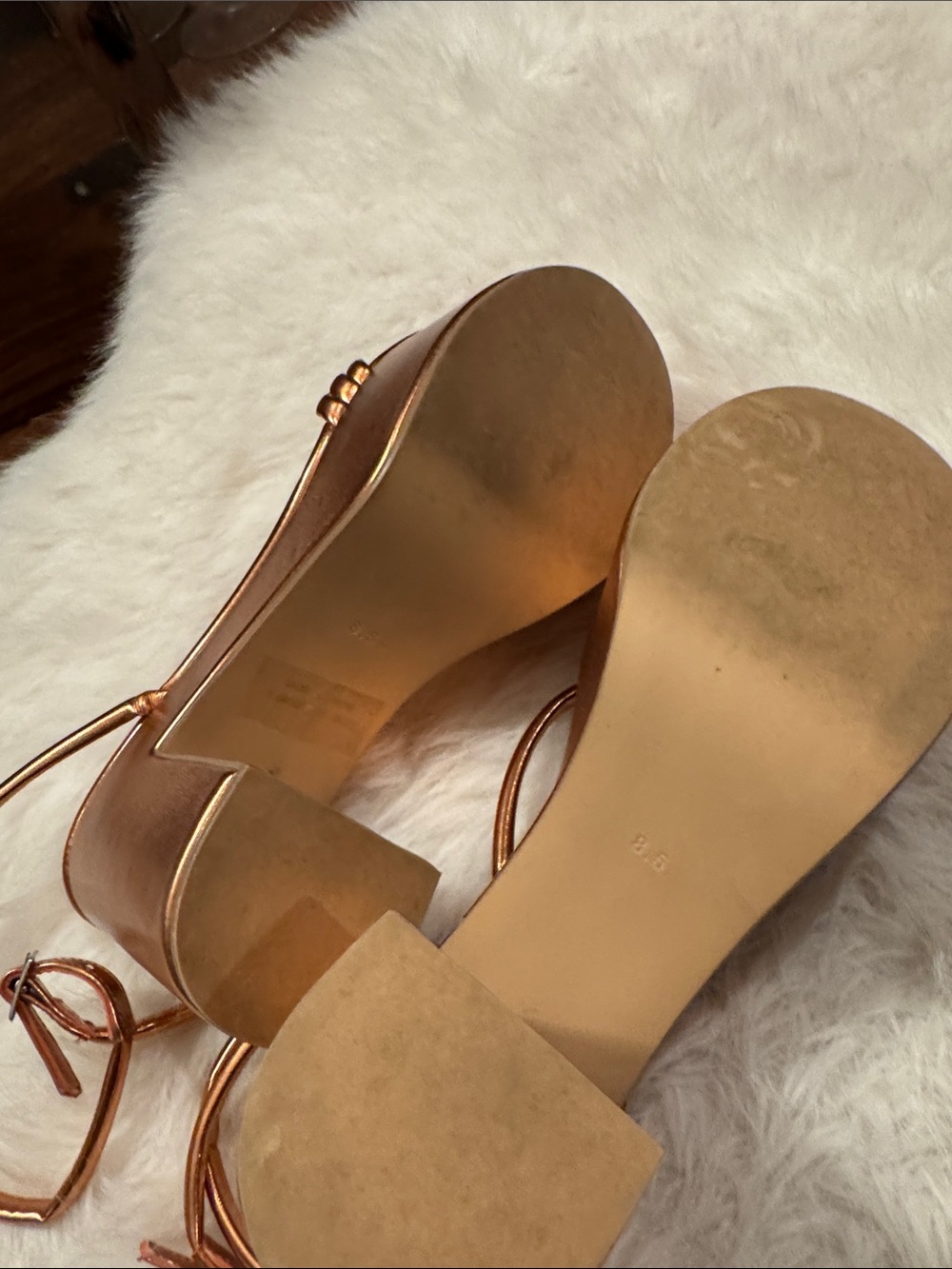 Jeffrey Campbell Metallic Copper Strappy Platform Sandals Size 8.5 pre-owned. - Picture 5 of 10